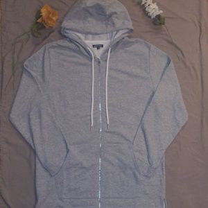 Heather Grey Terry Extended Zip Hoodie